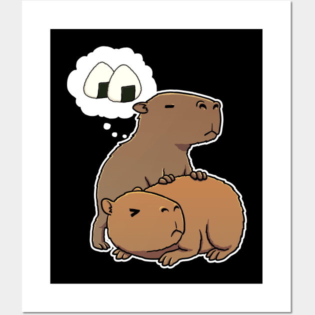 Capybara hungry for Rice Balls Wall Art by capydays